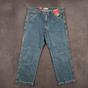 Levi Strauss Signature Carpenter Jeans Mens 38x30 Blue Loose Fit Utility Denim